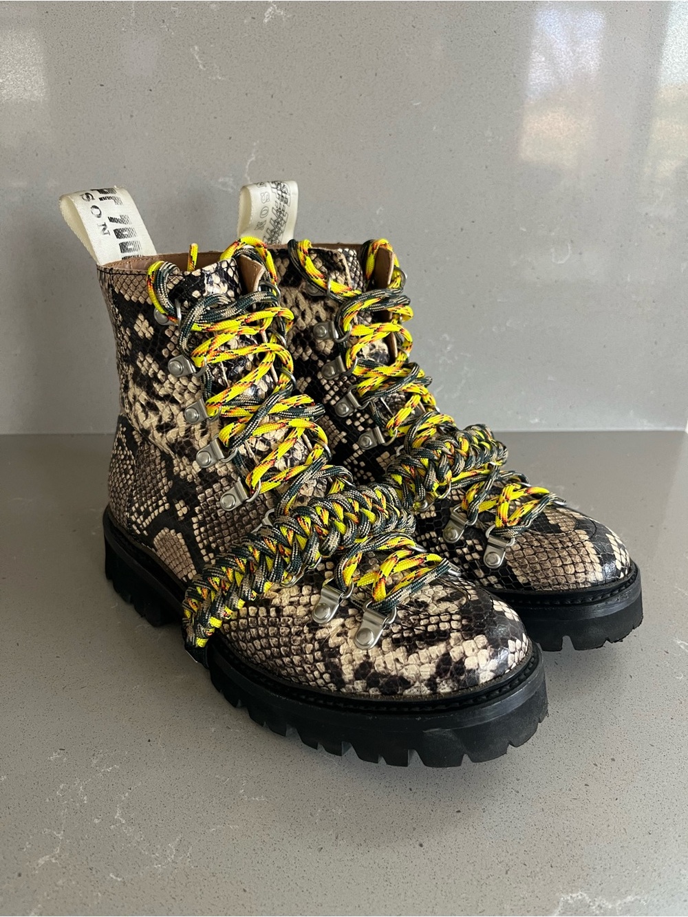House Of Holland X Grenson Brown Snakeskin Leather Hiker Combat Boots UK4 US6 - Picture 2 of 13